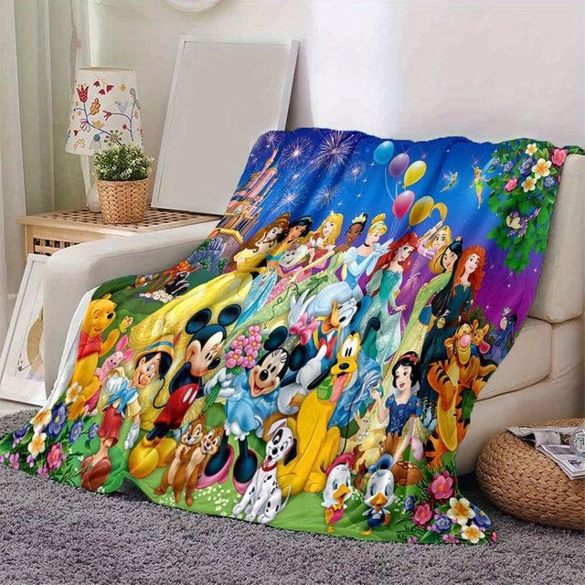 Yi Xin One Mickey und Minnie Cartoon-Decke aus Flanell, Mehrfarbig, B/H: 80 x 120 cm - Bild 1