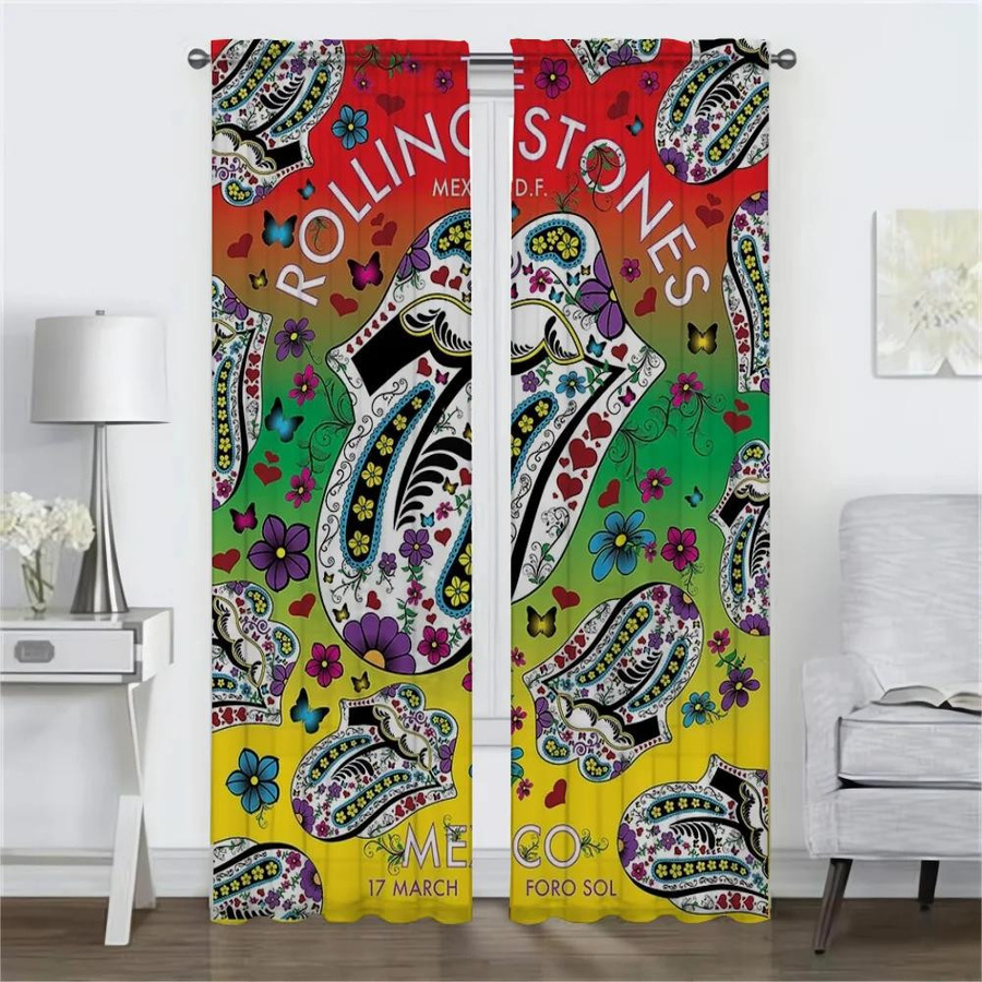 The Rolling Stones Fenstervorhang aus Tüll in Multicolour, 2 Paneele, Breite: 74 cm, Höhe: 114 cm - Bild 2