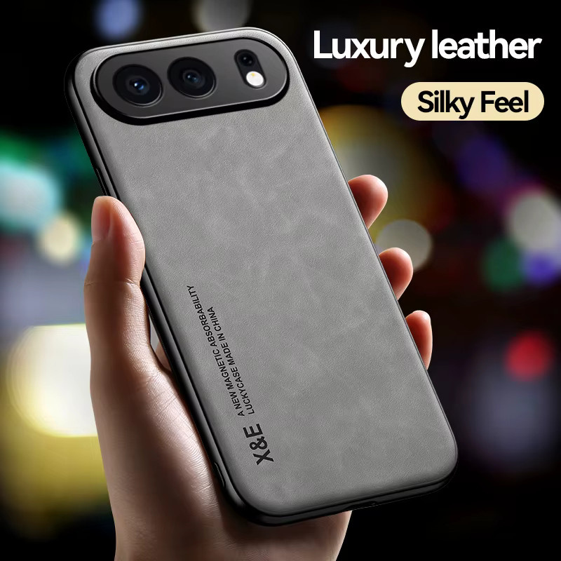 EUCAGR Handyhülle aus PU-Leder für Honor 500 Pro, Honor 500 Smart und Honor 600 Lite in Grau mit magnetischer stoßfester Rückseite und Metallplatte - Bild 2