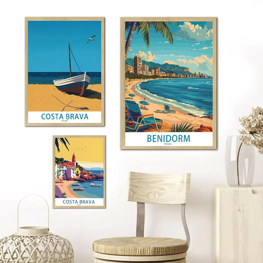 Minimalistisches Leinwand-Poster von Potdemiel mit bunter Architektur einer Küstenstadt und Strandlandschaft in Multicolor - Bild 2