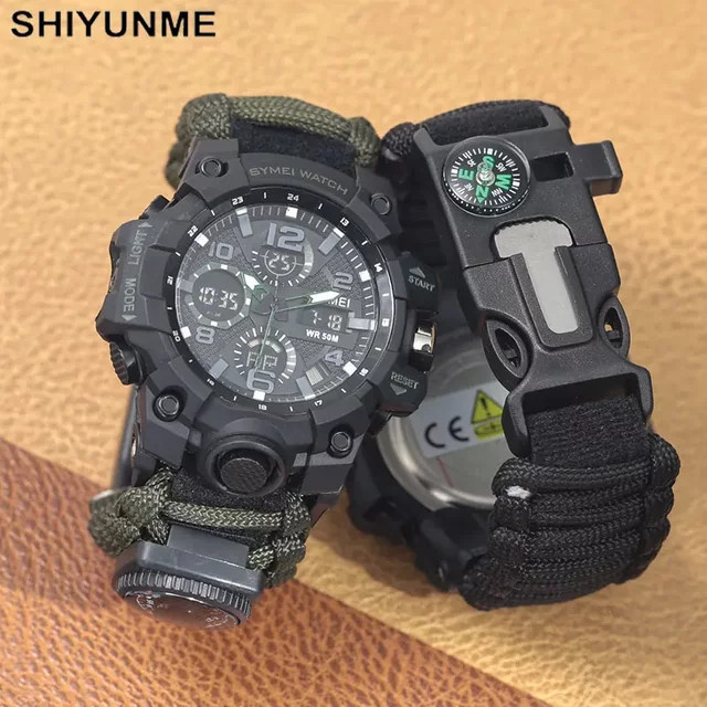 SHIYUNME Digitaluhr, Quarz, Kompass, Thermometer, Schwarz, Herren - Bild 1
