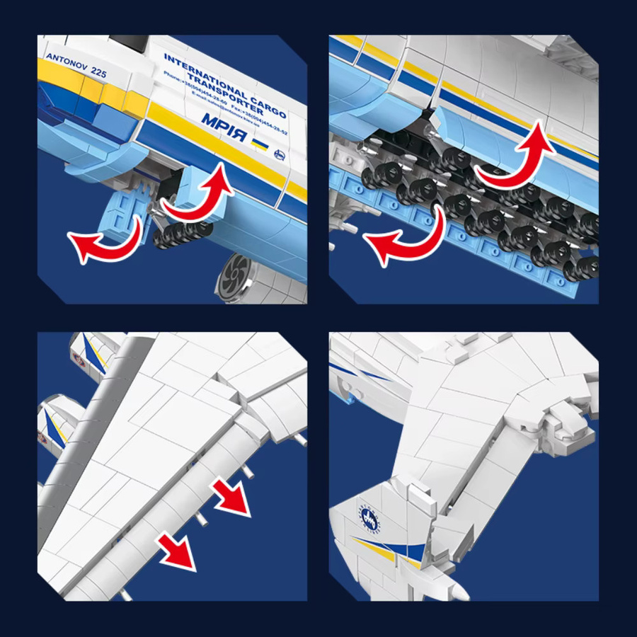 Yangkili AN-225 Verkehrsflugzeug Baustein-Modell im Maßstab 1:135 in Weiß - Bild 4