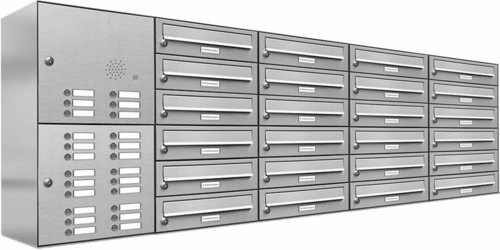 AL Briefkasten-System für 24 Parteien zur Aufputzmontage, Farbe: Silber, B/H/T: 191,5 x 69 x 27,5 cm - Bild 1