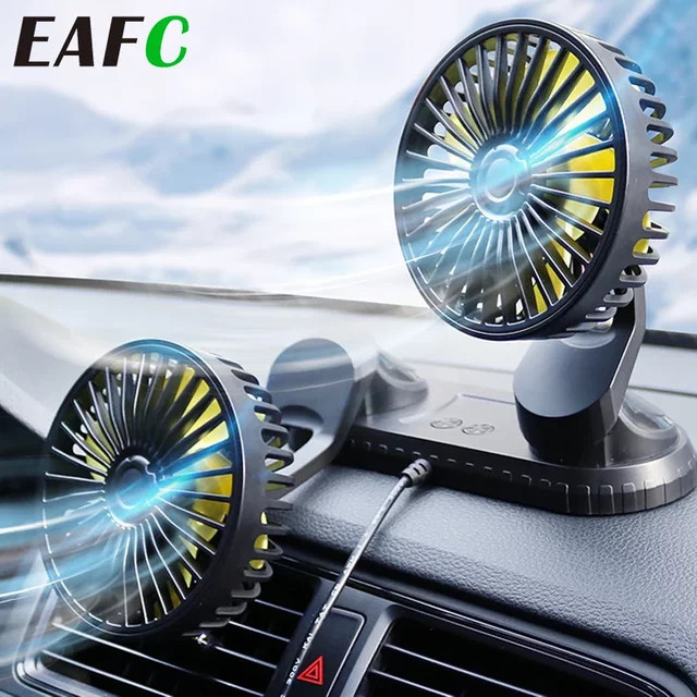 EAFC Mini Auto Lüfter Schwarz mit 360 Grad Rotation und USB-Anschluss für Auto und Zuhause - Bild 1