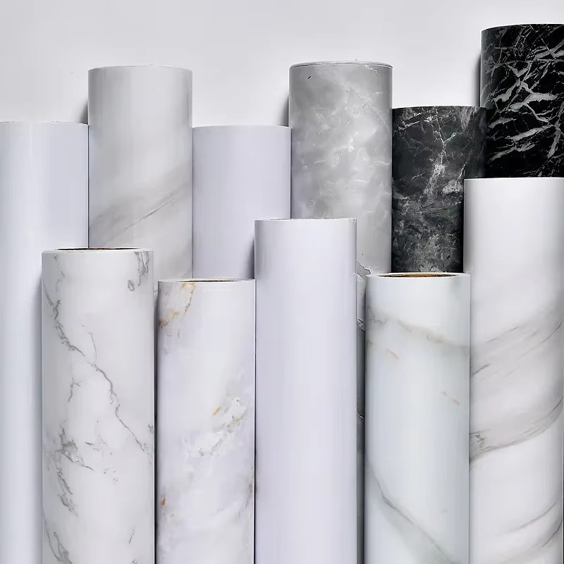 KADUO Selbstklebende Marmor Tapete aus PVC in Gemstone Grey, Wasserdicht und Glänzend für Küche und Wohnbereich - Bild 2