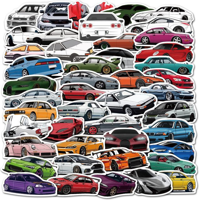 Rspctou Cartoon Vintage JDM Rennwagen Aufkleber, Graffiti-Sticker - Bild 1