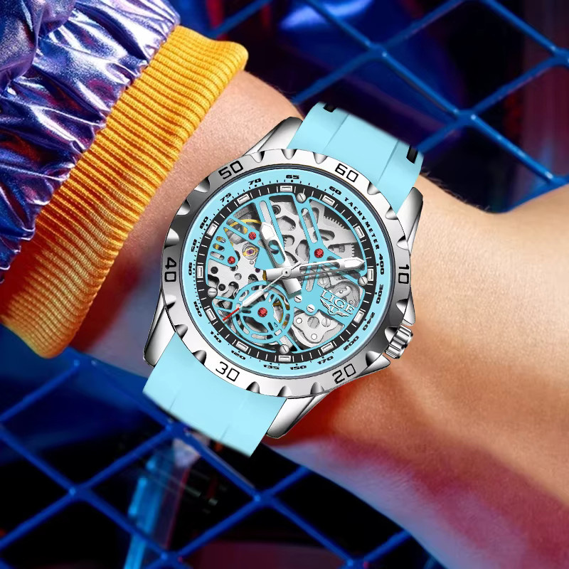 Lige Armbanduhr Automatik, Silikon, Blau, Herren - Bild 5