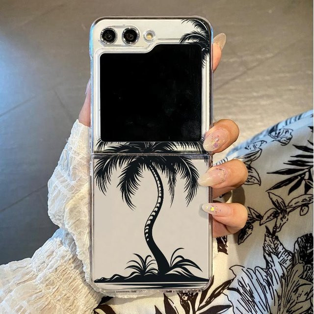 Transparente Handyhülle mit Kokospalmen-Aufdruck für Samsung Galaxy Z Flip7, Z Flip6, Z Flip5, Z Flip4 und Z Flip3 5G - Bild 1