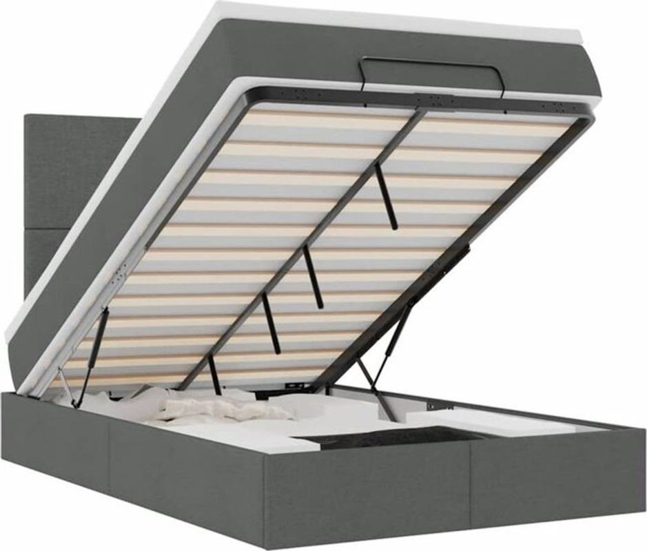 vidaxl Ottoman Polsterbett mit Matratze in Dunkelgrau, B/T: 120 x 190 cm - Bild 1