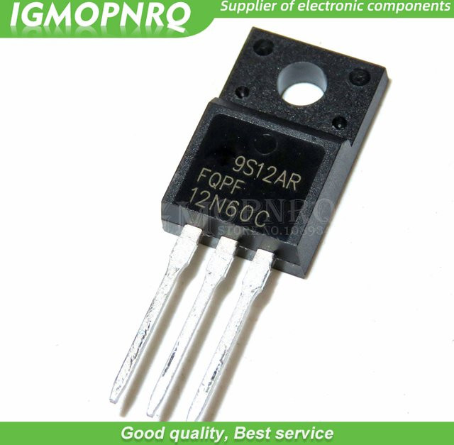 50 Stück FQPF12N60C N-Kanal-MOSFET Transistoren in Schwarz, 600V 12A, Gehäuse TO-220F - Bild 1