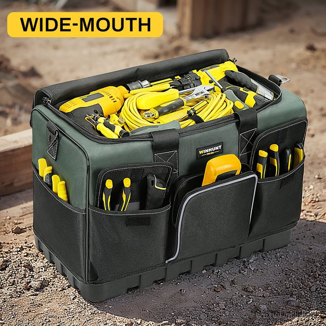 Robuste Werkzeugtasche von WINHUNT in Gelb mit 16 Taschen und hartem Boden für Elektriker und HVAC-Mechaniker - Bild 1