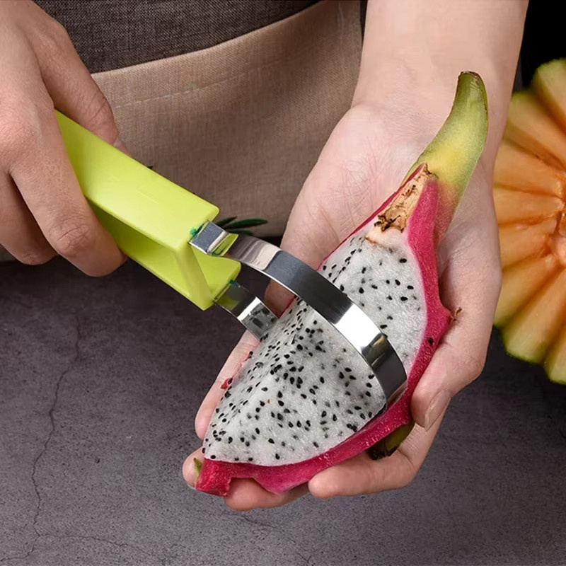 Venlohome 3-in-1 Obst- und Melonenmesser in Blau zum Schnitzen und Portionieren von Wassermelonen und Eis - Bild 3