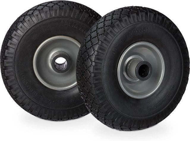 Relaxdays Sackkarrenrad 2er Set aus Pannensicherem PU-Gummi und Stahl in Schwarz und Grau, Durchmesser: 26 cm, Breite: 8,5 cm - Bild 1