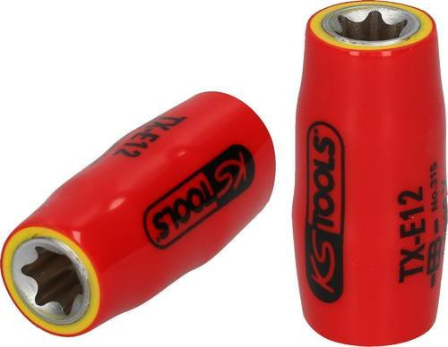 KS Tools TX-E-Stecknuss 3/8 Zoll mit Schutzisolierung E12 in Rot - Bild 1