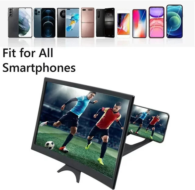3D HD Handy-Bildschirmvergrößerer mit gebogenem Bildschirm für 10 bis 12 Zoll Smartphones, Schwarz - Bild 1