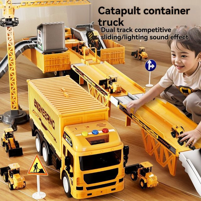 NUOYING Übergroßer Kinder-Behälter-LKW, LKW, Metall, Kunststoff, Gelb - Bild 1