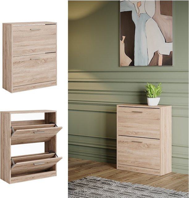 Vicco Schuhschrank Gizmo in Eiche mit 2 Klappfächern, B/H: 59 x 73 cm - Bild 1