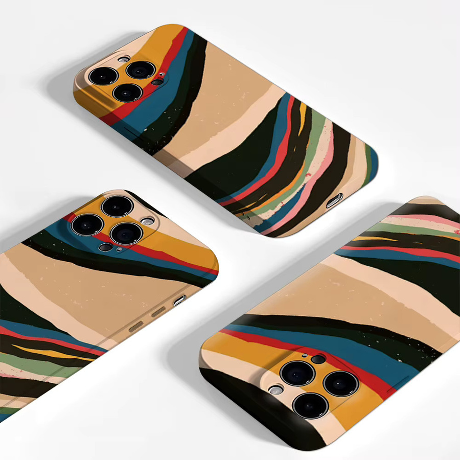 Bunte Wellen Handyhülle für Apple iPhone 11 bis iPhone 17 Pro Max Plus mit doppelschichtiger Rückseite in Multicolour - Bild 3