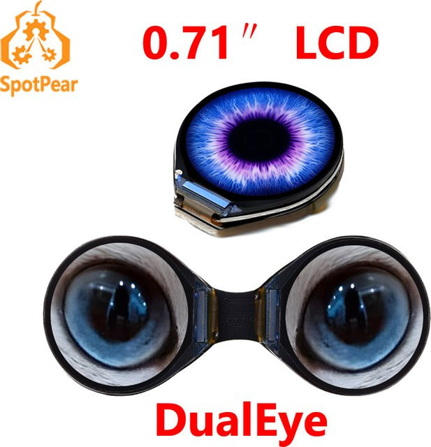 Waveshare 0,71 Zoll Double Eye Rundes LCD-Anzeigemodul mit SPI-Schnittstelle, 160x160 Pixel und 65K Farben für Arduino, Raspberry Pi, ESP32 und STM32 - Bild 1