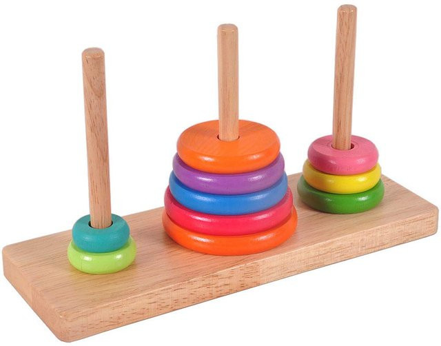 KURA DIRECT Türme von Hanoi Mathe Holz Puzzle bunt ab 3 Jahren - Bild 1