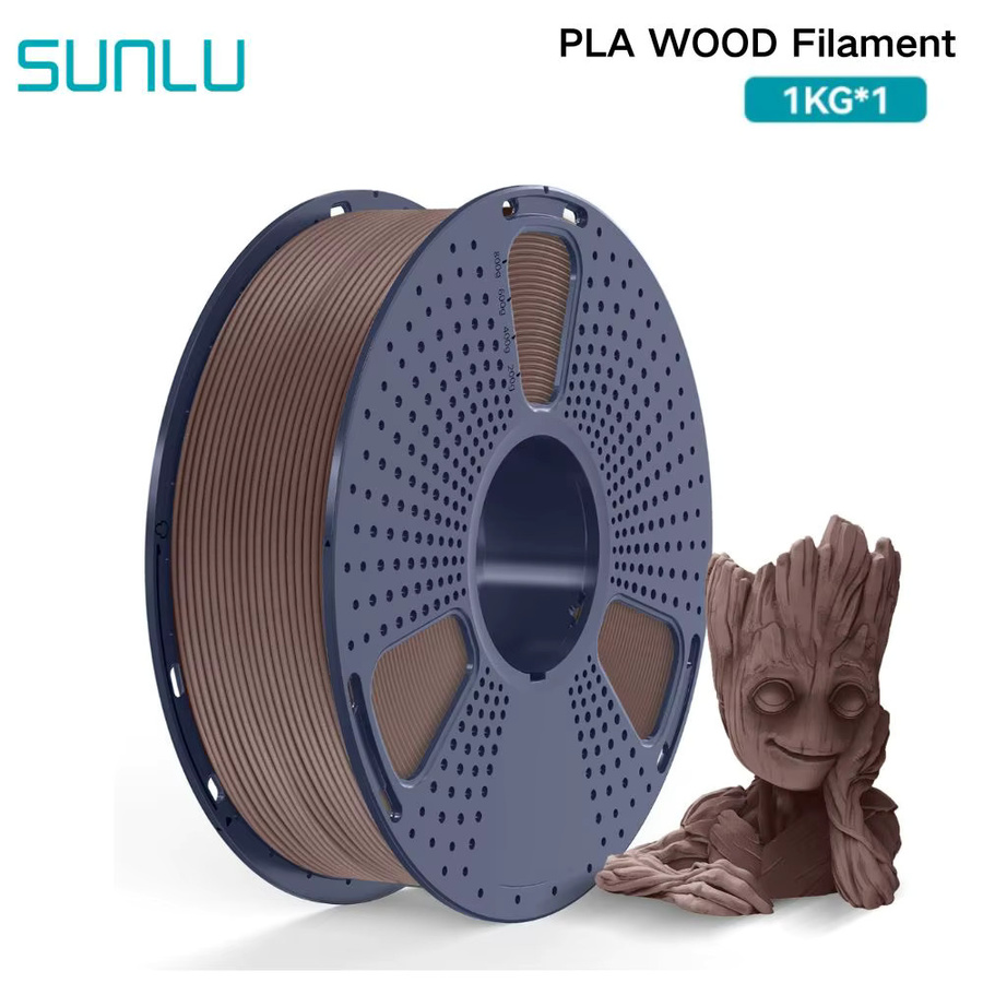SUNLU PLA Holz-Filament für FDM 3D-Drucker, Farbe: Braun, 1,75mm, 1kg - Bild 2
