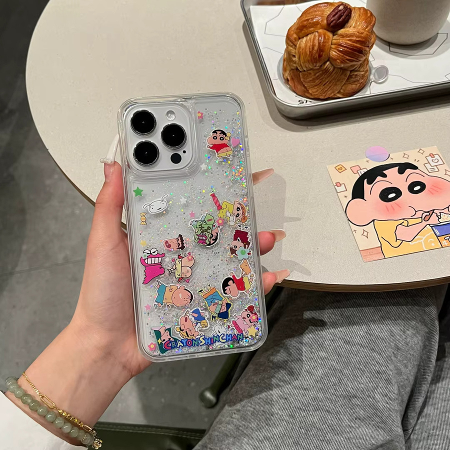 Crayon Shin-chan Liquid Quicksand Handyhülle für iPhone 11 bis 17 Pro Max Plus Air Boochan Cover - Bild 2