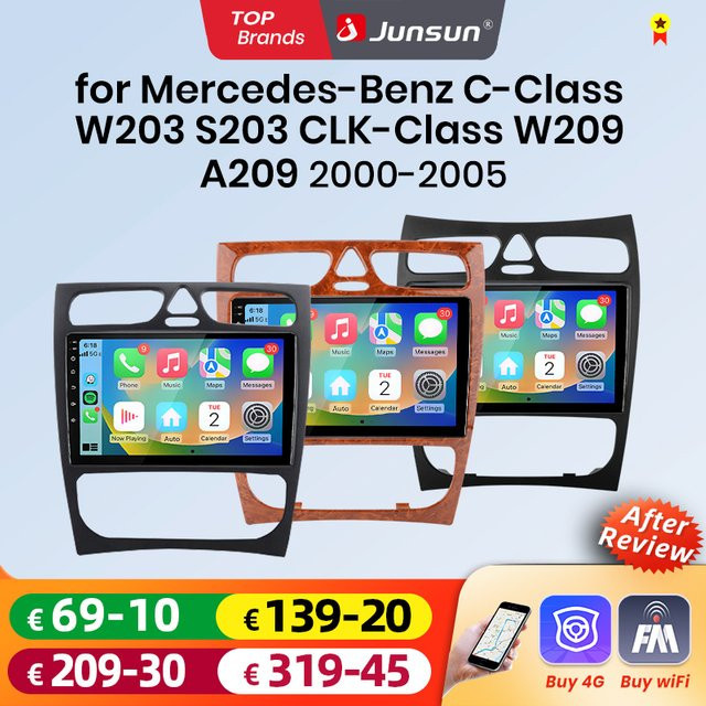 Junsun Android Auto Autoradio für Mercedes Benz C-Klasse W203 C200 C320 C350 und CLK W209 mit Wireless Apple CarPlay, 9.0 Zoll IPS Touchscreen Multimedia Stereo Videoplayer, Schwarz - Bild 1