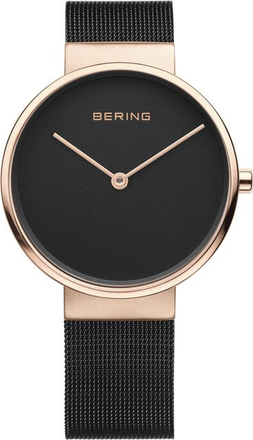 Bering Damenuhr, Quarz, Edelstahl, Schwarz, 39 mm, 5 ATM - Bild 1