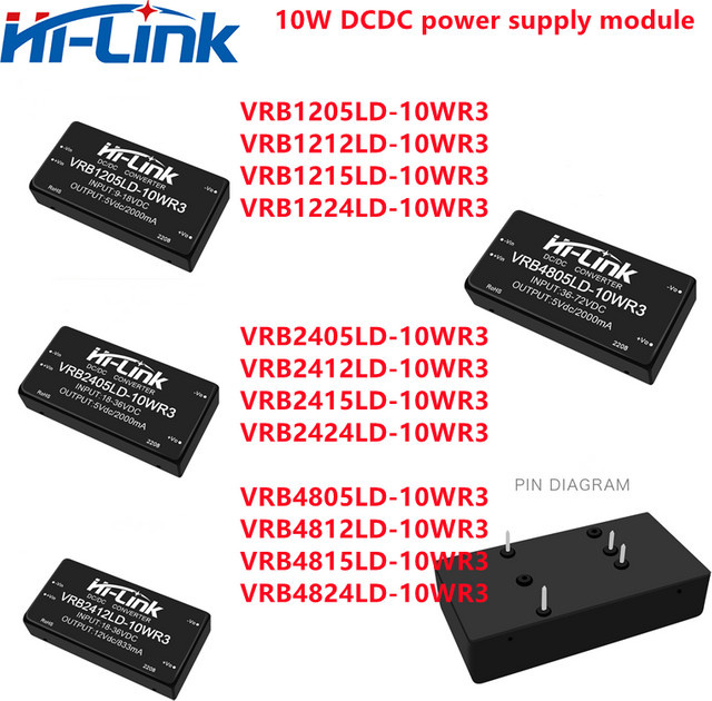 Hi-Link VRB1205LD-10WR3 Serie DCDC-Wandler Isolierter Schaltnetzteilmodul 10W in Schwarz - Bild 1