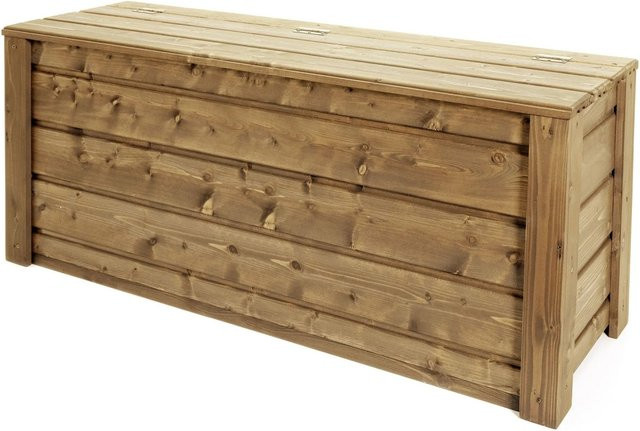 HolzFee Gartentruhe Flair Roteiche aus Fichte, Truhenbank für Garten und Innenräume, Braun, B/T/H: 118 x 40 x 48 cm - Bild 1