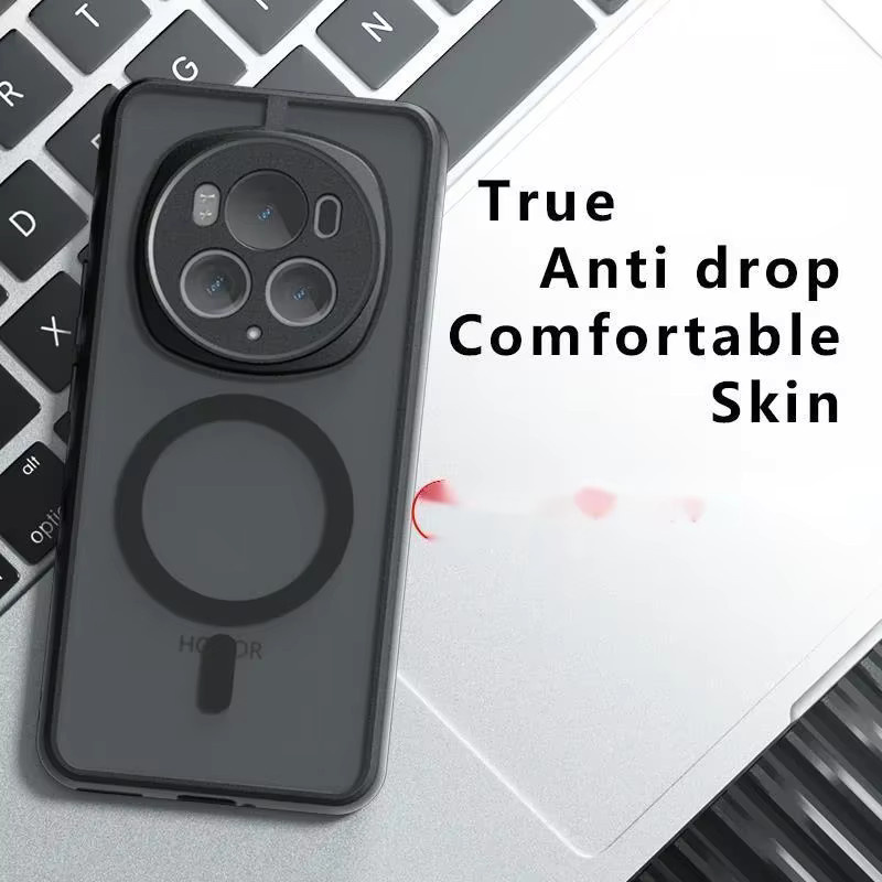 Magnetische Schutzhülle für Honor Magic 7 Lite Pro und Magic 6 Pro, Matte Acryl Stoßfeste Schale, Schwarz - Bild 5