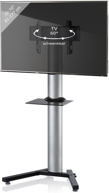 VCM TV-Standfuß Stadino Maxi aus Aluminium und Glas in Silber/Schwarz, H: 174 cm, B: 90 cm, T: 72 cm - Bild 1