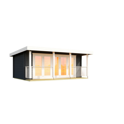 Lasita Blockbohlenhaus Liverpool Gartenhaus mit Flachdach in Grau, B/H/T: 610 x 236 x 460 cm - Bild 2