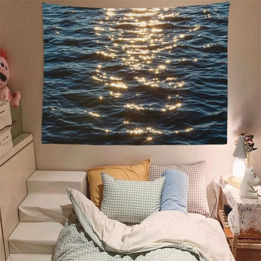 VIKAMA Wandteppich im skandinavischen Stil, blau, nautisches Design, rechteckig, Breite: 60 cm, Höhe: 60 cm - Bild 1