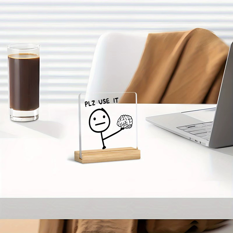 Schreibtisch-Schild Study Hard in Weiß, Motivierende Bürodekoration aus Kunststoff für Studenten und Programmierer - Bild 2