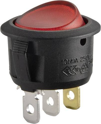 TRU Components TC-R13-208B-02 Wippschalter 12 V/DC 20A 1 x Aus/Ein, Rot, rastend - Bild 1