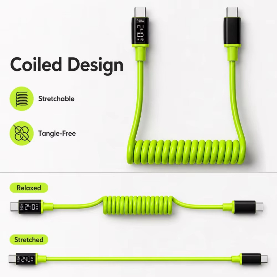 240W Typ-C zu PD Schnellladekabel USB-C Datenkabel in Grün für iPhone 15, Samsung, Xiaomi und Huawei - Bild 4
