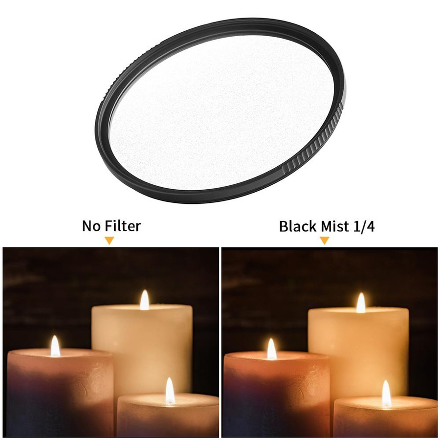 K&F CONCEPT Black Mist 1/4 Soft Focus Diffusionsfilter, 62mm, Schwarz - Bild 2