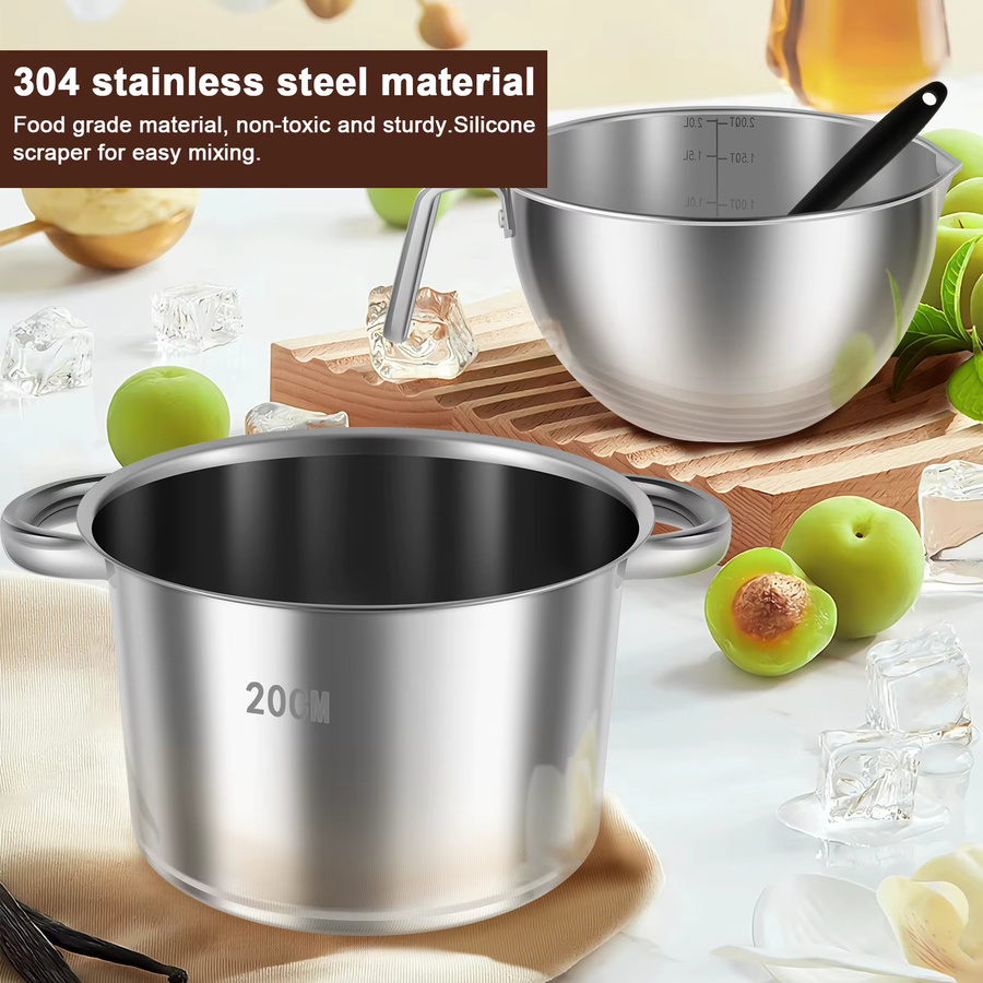Willstar Edelstahl-Schmelztiegel mit Doppelkessel in Silber für Schokolade, Butter und Kerzen - Bild 3