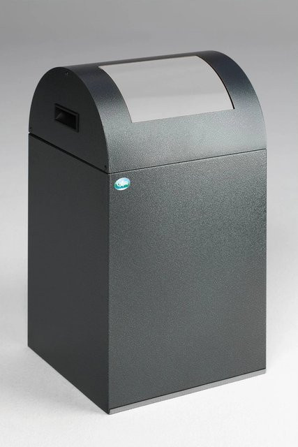 PROREGAL Selbstlöschender Wertstoffsammler Rund mit Einwurfklappe aus verzinktem Stahl, Grau Silber, H x B x T: 60 x 32 x 32 cm - Bild 1
