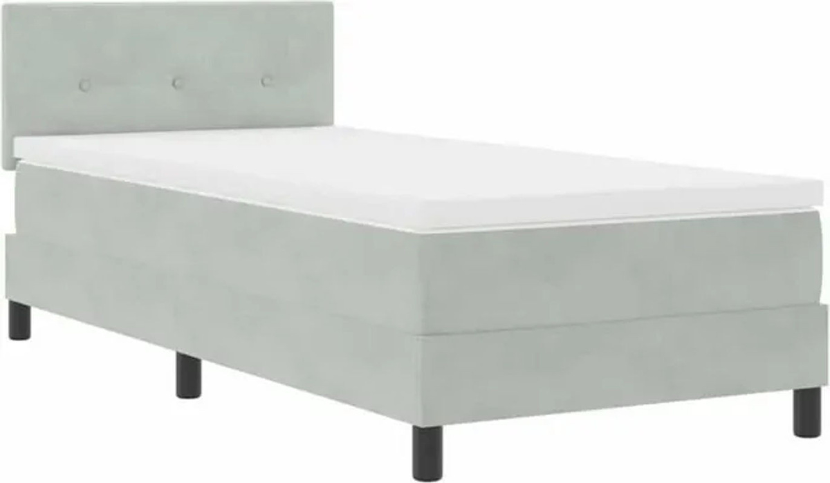 vidaXL Boxspringbett mit Matratze in Grau, modernes Design aus Samt und Holzwerkstoff, B/T: 100 x 200 cm - Bild 1