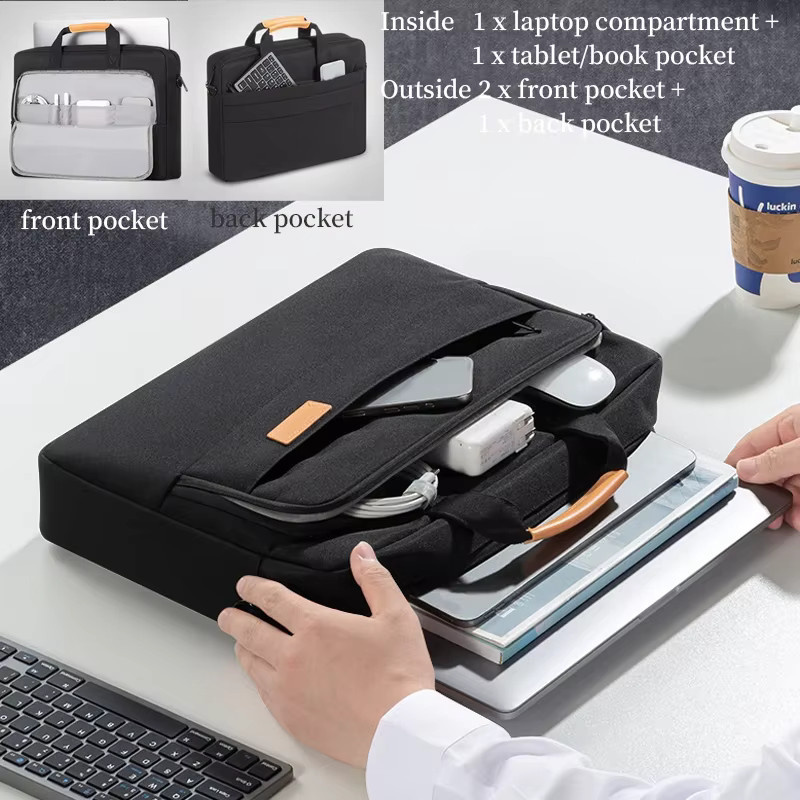 WOMT Laptop Umhängetasche und Aktentasche für 15,6 bis 17,3 Zoll in Schwarz - Bild 4