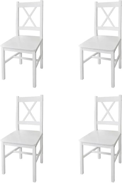 vidaXL Esszimmerstühle 4er Set aus Kiefernholz in Weiß - Bild 1