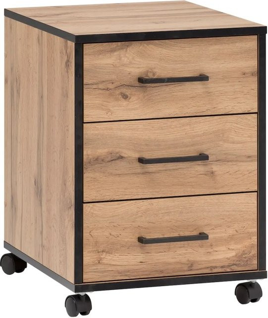 Rollcontainer Panda von Möbelpartner in Eiche mit 3 Schubladen und Rollen, H x B x T: 57 x 40 x 50 cm - Bild 1