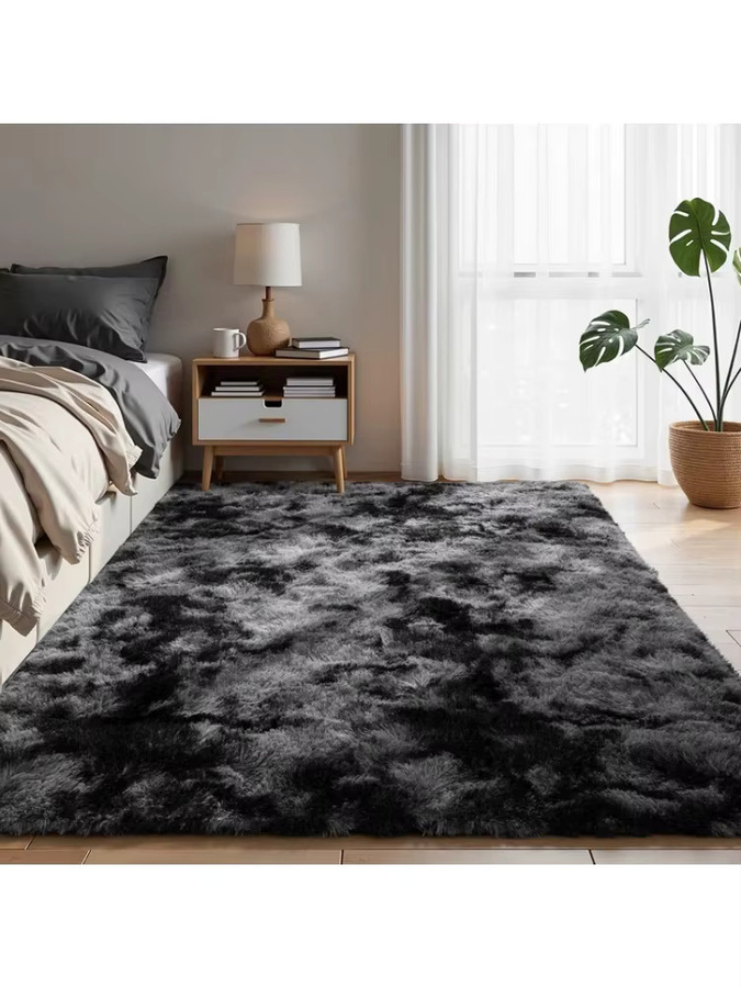 VIKAMA Minimalistischer Plüsch-Wohnzimmerteppich in Grau, weiche Bodenmatte für Kinderzimmer und Wohnzimmer - Bild 7