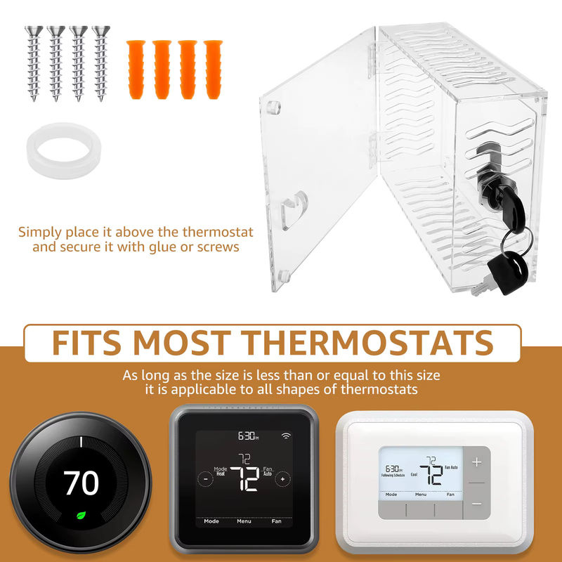 Universelle Wand-Thermostat-Schutzbox aus transparentem Acryl mit Schloss zur einfachen Installation - Bild 6