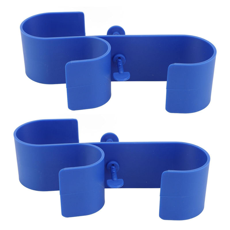 2 Stück Poolzaunhaken aus Kunststoff in Blau als multifunktionaler Wand-Halter für Schwimmbadstangen und Schläuche - Bild 3