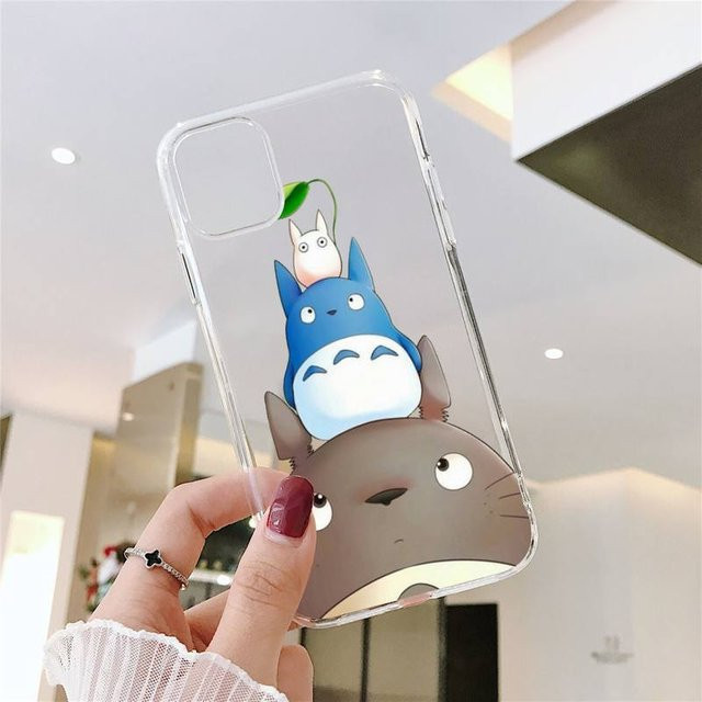 Transparente Handyhülle mit Ghibli Totoro und Sprite Away Motiv für iPhone Modelle, weiches Material - Bild 1