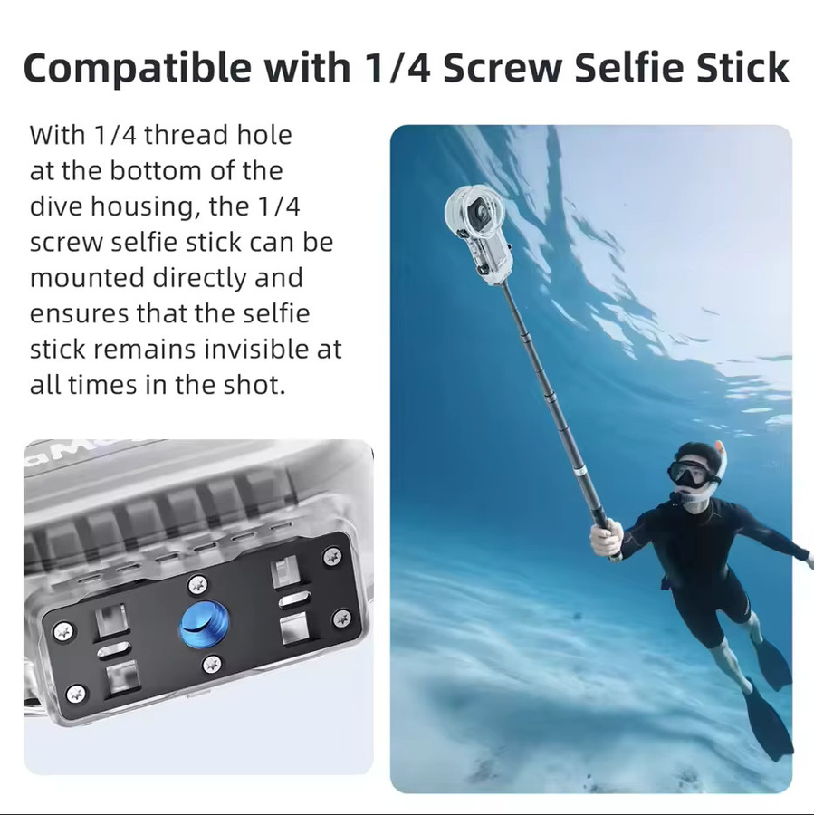 AMagisn Unsichtbares Tauchgehäuse mit Schnellverschluss für Insta360 X5 und X4, 60m Wasserdicht, Transparent - Bild 5