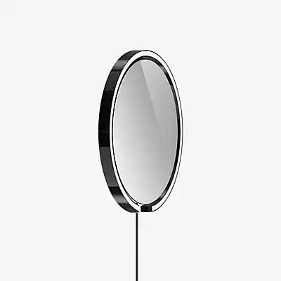 Occhio Mito Sfera Corda 40 LED Leuchtspiegel in Dark Chrome mit dunkelgrauem Kabel und extra warmweißem Licht - Bild 1